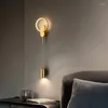 Wall Lamp Nordic Minimalist Indoor Background Decorative LED Sconce Copper Gold Black Bedside Spotlight Aisle Stair Light