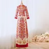 Ethnic Clothing 2023 Bride Red Phoenix Embroidery Wedding Dress Cheongsam Qipao Traditional Chinese Vintage Dresses