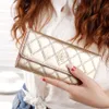 Womens Wallets Purses Plaid PU Leather metal crown Long Wallet Hasp cell Phone Pocket Card Holders ladies Wallets Purse Money Coin231b