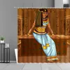 Rideaux de douche égyptien hiéroglyphe rideau pharaon dieu pyramide motif bain rétro maison salle de bain décor suspendu tissu étanche