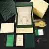 2022 Caixas verdes Pap￩is Gift Watches Box Leather Bag Card 0 8kg 185mm 134mm 84mm para Wristwatches Boxe Certificado Bandato