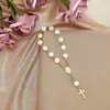 Braccialetti di fascino 20pcs Battesimo favorisce con mini rosari trasversali perle acriliche del bracciale che batte il dito di comunione Rosarie