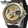 Ny vinnare Fashion Men's Silicone Sports Watch Skeleton Hand Winding Mechanical Wristwatch Military Clock Erkek Kol Saati211r