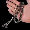 Urok bransoletki Wysokiej jakości Tasbih Tasbeeh Masbaha Ramadan Eid Gift Muslim 10 mm Black Network Stone Islamski