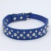 Dog Collars Pet Collar With Rhinestones Crystal PU Leather Necklace Puppy Cat Choker Neck Strap Kitten Accessories Supplies