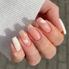 False Nails 24pcs 전체 커버 파도 DIY 프랑스 긴 발레리나 검은 푸른 가짜