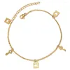 Ankjes IPC Gold Handmade Anklet Tiny Lock Key enkelarmbanden voor vrouwen Girls Summer Beach voet sieraden