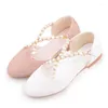 Chaussures plates filles cuir princesse 2022 printemps été antidérapant fond souple résistant à l'usure perle bébé enfants