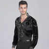 Stage Wear Men Performance Latin Dance Slim Costume Modern Dancing Velve Long Sleeves Tops Round Colla Clothing Danca Adulto DWY692