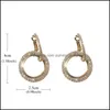 Charm Fashion Rhinestone Round Geometric Drop Earrings For Women Jewelry Sier Gold Rose Color Handmade Statement Elegant Leverans OTQ3L