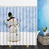 Shower Curtains Cartoons Pet Curtain Merry Christmas Colored Ball Santa Claus Waterproof Bath Bathroom Home Bathtub Bathing Set