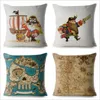 Kudde Cartoon Pirate and Treasure Chest Throw Cover 45 45 cm Covers Linen Pillows Case Soffa Home Decor Case