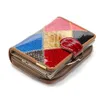 Women's Short Small Pocket Wallets Ladies Genuine Leather Clutch Coin Mini Purse Beautiful Patchwork Design Bes299i