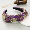 Boho Fashion Purple Różowe zielone włosy dhinestone Hoop Błyszcząca szerokie grzbiet barokowy opasek na głowę akcesoria na nakrycia głowy