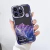 Étuis de luxe Snow Mountain Sunset Phone Case pour iPhone 14 13 12 11Pro Max XR X XS Max 14Plus Soft Antichoc Pare-chocs Acrylique Couverture arrière transparente