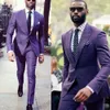Purple Men Suit Slim Fit Groom Tuxedos Dinner Wedding Formal Business Work Nos