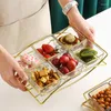 Storage Bottles Glass Food Plate Dessert Cake Biscuit Tray Nuts Candy Serving Platter Organizer Container With Metal Rack