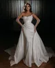 Elegant Silk Satin Mermaid Wedding Dresses Sexig ￤lskling ￤rml￶sa brudkl￤nningar Custom Made L￶stagbara t￥g Vestidos de Novia