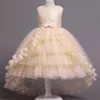 Flower Girl Dresses Weddings Sleeveless Tulle Party Dress For Kids Girls Lace Appliques Princess Ball Gown Pageant 403