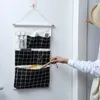 Storage Boxes 5 Pockets Wall Closet Hanging Bags Linen Fabric Over The Door Pouches For Bedroom Bathroom