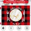 Tala de mesa de Natal Placemat Impresso vermelho e preto Linho de linho de algodão ocidental Tapa anti-manchas Isolamento de calor