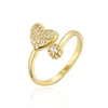 Bröllopsringar tobilo söt kvinnlig liten kristall hänge hjärtring guld färg brud engagemang vintage för kvinnor
