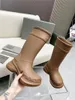 Designer Luxury Brown Rubber High Rain Rainboots boots Booties With Original box