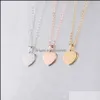 Hänge Halsband Blank Love Heart Halsband Rostfritt stål Hjärtan Charm Guld Rose Sier Modesmycken För köpare Egen gravyr Drop Otkto