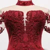 Vêtements ethniques 2022 femmes bordeaux dentelle perles robe de mariée formelle Sexy dos nu longue a-ligne Tulle robe de bal Toast Vestidos