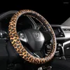 Cubiertas de volante cubierta de impresión de leopardo de cuero universal de dos tonos estuche interior 37-38 cm accesorios
