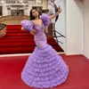 Purple Purmaid Promply платья бусинки аппликации оборки с длинным рукавочным выпускным выпускным выпускным