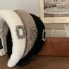 New Fashion Women Headband Warm Plush Hairband For Adult Shining Geometric Rhinestone Headwear Winter Hair Accessories