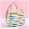 Lunchboxen Taschen Tragbare Tragetasche Box Leinwand Streifen Picknick Getränk Thermal Insated Cooler Tote Bag 6 Farben WQ208 Drop Lieferung Hom Otige