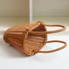 Kvällspåsar Portable Rattan Woven Bag Wedding and Festival Gift Packaging Basket Hand Beach Women's Shopping Handväska