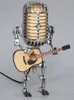 Tafellampen vintage microfoon robot dimmer lamp metaal met mini gitaar creatief verstelbare ijzer fijne ornamenten luz cadeau b