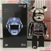 Nowe gry Bearbrick Daft Punk 400 28Cm Wspólne jasna twarz Przemoc Niedźwiedź 3D Oryginalna ozdoba Ponury posąg Model dekoracji Upuść Dh3Pb