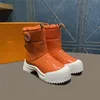 مصممة فاخرة نساء من الجلد البرتقالي Ruby Rangers Rangers Wonderland Ranger Boots Boots Boots with Original Box