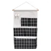 Scatole portaoggetti 5 tasche armadio a muro borse appese tessuto di lino sopra i sacchetti della porta per il bagno della camera da letto