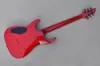 Guitare électrique rouge à 6 cordes avec placage d'érable flammé, cordes de manche en palissandre à travers le corps pouvant être personnalisées