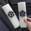 Safety Belts Accessories Winter Imitate Lamb Wool Car Seat Belt Cover Soft Plush Shoulder Pads Strap Harness Cushion Cute Bow Car Seatbelt Accessories T221212