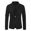 Men's Suits Men's Wool For Autumn And Winter Fashion One Button Cardigan Solid Color Stand-up Collar Woolen Jacket