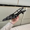 2023 Moda Mujeres Niñas G Slingback Sandalias Bomba Aria Slingback Zapatos Se Presentan En Malla Negra Con Cristales Brillantes