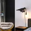 مصباح الجدار الحديث LED Crow Bird Bedroom Sedioed Animal Raven Indoor Scones Room Room Home Decor