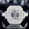 Küme Yüzük Vintage Court Lab Diamond Ring 925 STERLING Gümüş Nişan Düğün Kadınlar İçin Erkekler Söz Vaat Partisi Takı