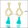 Charme Mode Boho Ethnique Cristal Perles Long Gland Boucles D'oreilles Bohème Colorf Creux Goutte D'eau Forme Livraison Bijoux Otyio