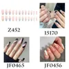 False Nails 24pcs/Box French Simple Style Black Crystal Long Ballerina Fake Detachable Nail Tipフルカバープレス