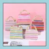 Lunch Boxes Bags Canvas Stripe Picnic Drink Thermal Insated Cooler Tote Bag 450Ml Portable Carry Case Box 6 Colors Zwl176 Drop Deliv Otq9Q