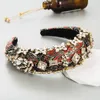 Strass plein cristal bandeaux pour femmes larges élastiques bandeaux Baroque diamant diadème cheveux accessoires coiffure