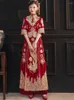Abbigliamento etnico Stile tradizionale cinese Plus Size Ricamo Coppia Abito da sposa Abiti Cheongsam Oriental RedHanfu Bride Vintage Qipao