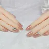 False Nails 2022 24PCS Bright Rhinestone Nail Patch French Style Glue Type Removable Short Paragraph Manicure Save Time